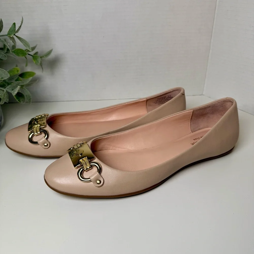 Kate Spade New York Phoebe Blush Pink Leather Ballet Flats Size 9.5M Preppy Chic